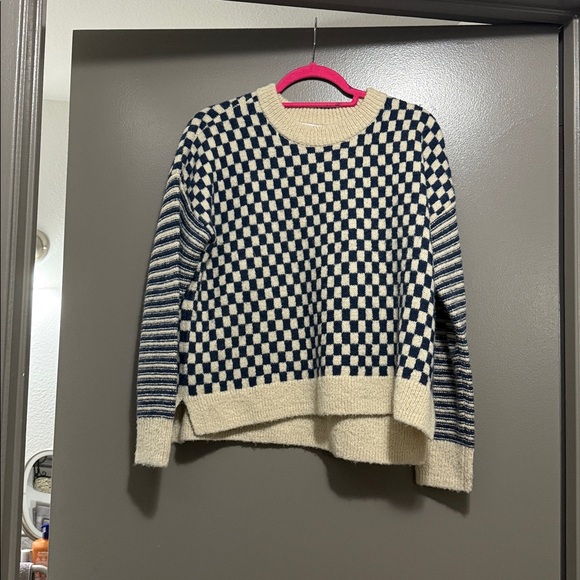 Madewell Navy and Cream Checkered Sweater - Picture 7 of 9